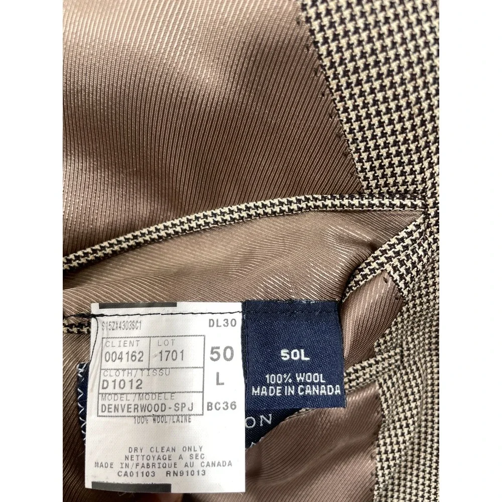 Cremieux Loro Piana Wool Sport Coat Mens 50L Tan Brown Houndstooth Canada